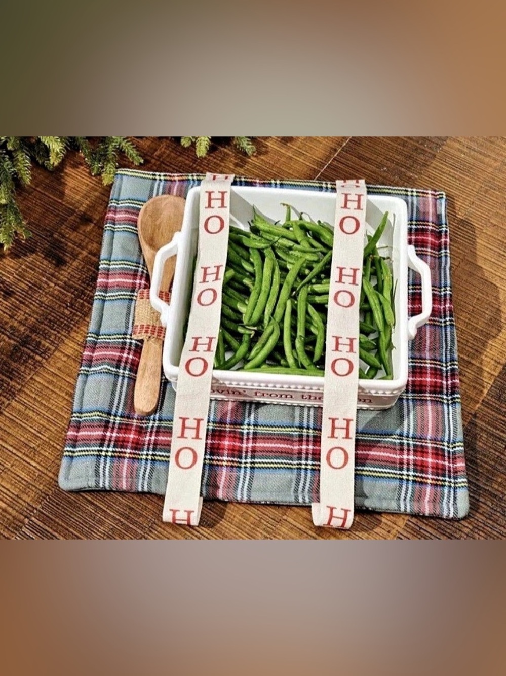 NWT Mud Pie Christmas Gray Tartan Casserole Carrier Holder 2 Piece Gift Set